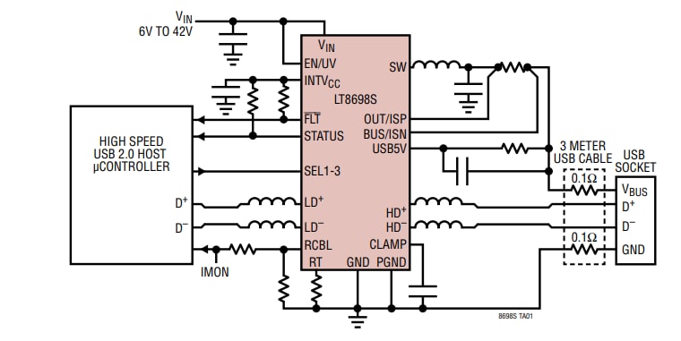 Applikations-Schaltungsdiagramm - Analog Devices Inc. LT8698S/LT8698S-1 USB-Ladegeräte